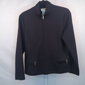 Talbots Petites | Black Zip Jacket | Medium | Classic Business Casual Travel
